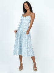Amara Midi Dress Blue Multi