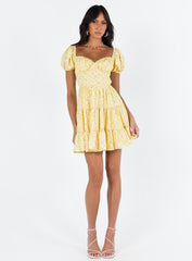 Danny Mini Dress Yellow Floral