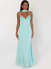 Jadira Scarf Maxi Dress Aqua