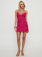 Florenca Beaded Mini Dress Guava