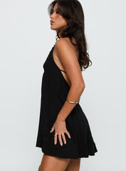 Daydreams Linen Blend Halter Mini Dress Black
