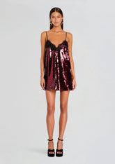 Olive Sequin Lace Dress