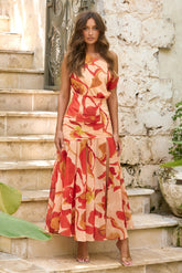 Kissed By Summer Chiffon Maxi Dress - Orange