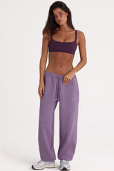 Brushed Jersey Mid-Rise Relaxed Joggers in Dusk