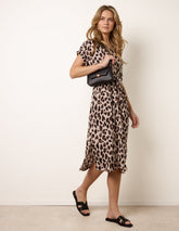 Animal Drawstring Waist Shirt Dress