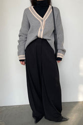 OVERSIZED VARSITY BUTTON UP CARDIGAN