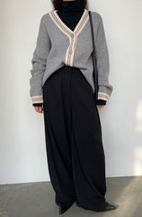OVERSIZED VARSITY BUTTON UP CARDIGAN