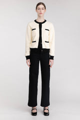 FUZZY COLOUR BLOCK CARDIGAN
