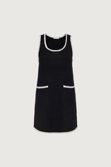 CONTRAST TRIM SLEEVELESS KNIT MINI DRESS