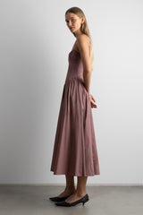 COTTON POPLIN CORSET MIDI DRESS
