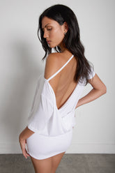 OFF SHOULDER OPEN BACK MINI DRESS