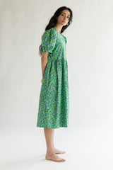 FLORAL PUFF SLEEVE MIDI DRESS