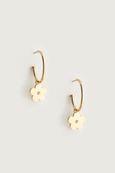 FLOWER CHARM HOOP EARRING