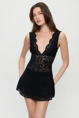 Moon Dance Lace Mini Dress - Black