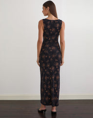 Minso Maxi Dress in Black with Bronze Shimmer
