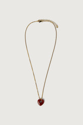 RED AGATE HEART PENDANT NECKLACE