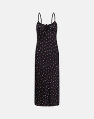 Posine Maxi Dress in Black with Red Rose Ditsy Print