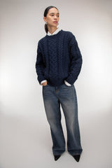 CABLE KNIT CREWNECK SWEATER