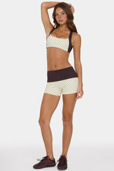 Soft Active Foldover Mini Shorts in Cookie Butter