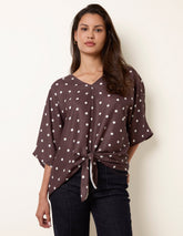 Polka Dot Knot Front Top