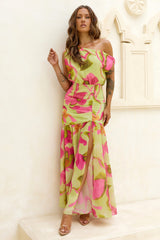 Kissed By Summer Chiffon Maxi Dress - Lime