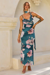Midnight Bloom Mesh Maxi Dress - Green Multi