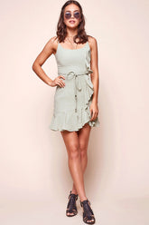 Hart Flowy Chiffon Mini Dress Green Pistachio