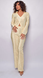 Elliana Vanilla Beige Satin Set