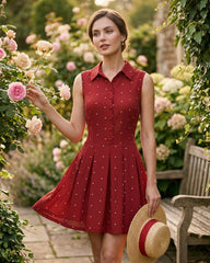 Red Collar Polka Dot Mini Dress