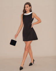 Black Cowl Neck Backless Mini Dress