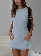 Ainsleigh Shift Denim Playsuit Light Wash