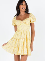Danny Mini Dress Yellow Floral