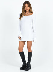 Brownhall Long Sleeve Mini Dress White