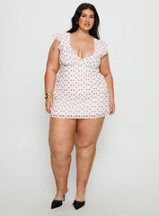 I Guess So Mini Dress White / Burgundy Curve