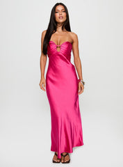 Cyprian Strapless Maxi Dress Hot Pink