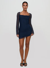 Bilbao Long Sleeve Mini Dress Navy