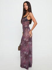 Evera Sheer Built In Bra Maxi Dress Purple