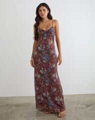Alnaka Maxi Dress in Feathery Paisley Brown