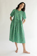 FLORAL PUFF SLEEVE MIDI DRESS