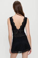 Moon Dance Lace Mini Dress - Black