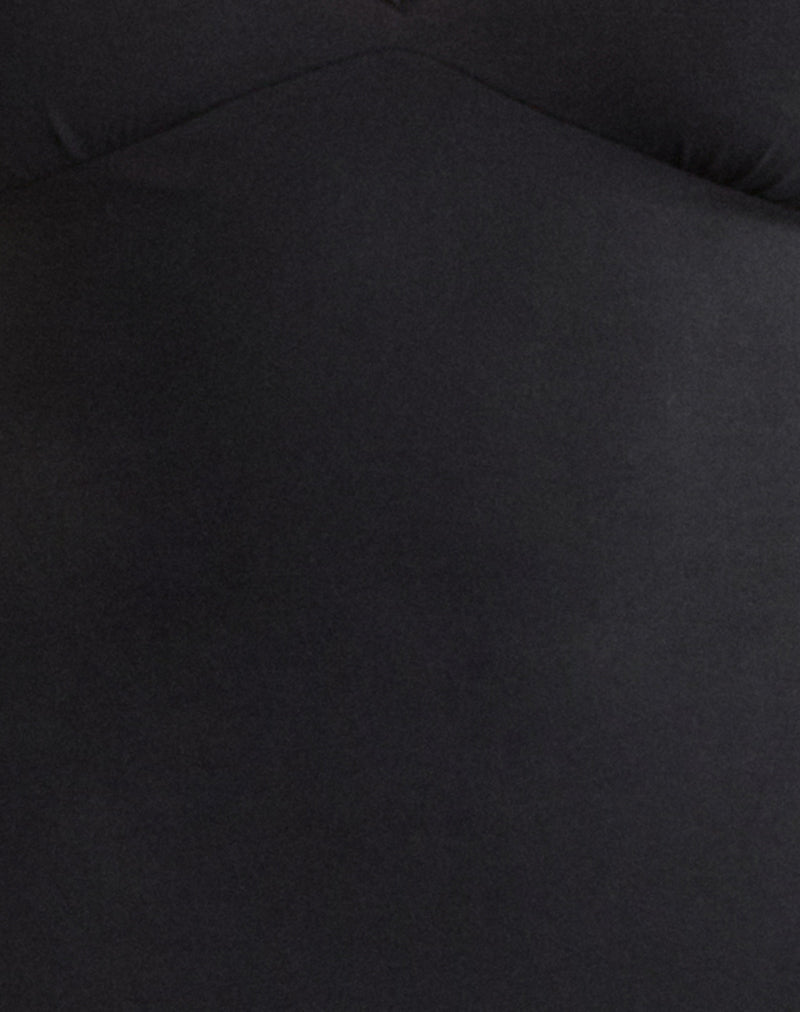 Sanyu Plunge Maxi Dress in Cupro Black