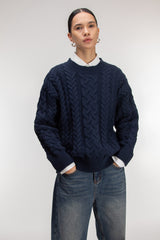 CABLE KNIT CREWNECK SWEATER