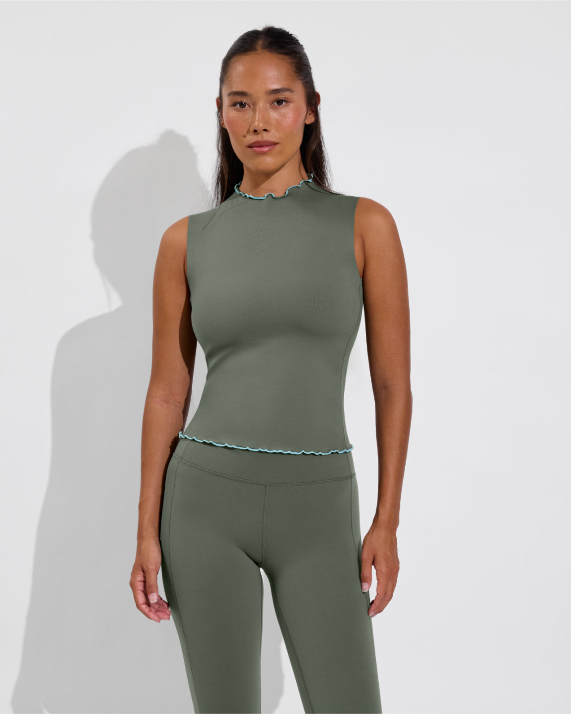 Rays Sleeveless Top *Long *Wavy - Agave / Drift