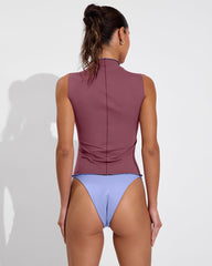 Rays Sleeveless Top *Long *Wavy - Desert Plum / Riptide