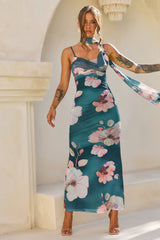 Midnight Bloom Mesh Maxi Dress - Green Multi