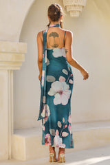 Midnight Bloom Mesh Maxi Dress - Green Multi