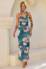 Midnight Bloom Mesh Maxi Dress - Green Multi