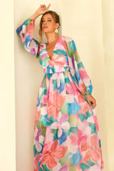 Soft Seduction Chiffon Maxi Dress - Pink Multi