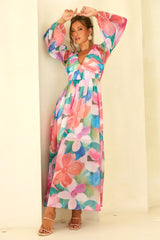 Soft Seduction Chiffon Maxi Dress - Pink Multi