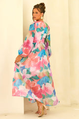 Soft Seduction Chiffon Maxi Dress - Pink Multi